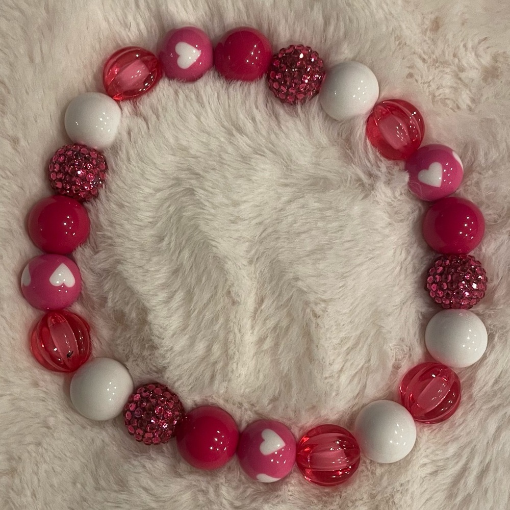 Valentine's Day Chunky Bubble Gum Beaded necklace - Picture 1 of 4